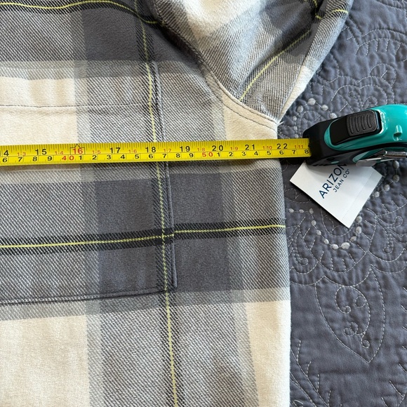 Arizona Jeans Co Men’s Gray Plaid Button Down Long Sleeve Shirt NWT Size… - Picture 4 of 9